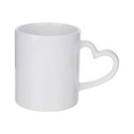 Cana pentru sublimare  11oz (330ml) alba maner inima