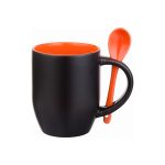 Cana pentru sublimare 11oz (330ml) cameleon negru mat,interior portocaliu cu lingura