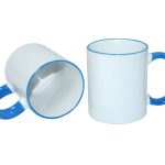 Кружка сублимационная 11oz (330 мл) светло-синий ободок и ручка