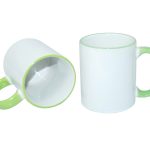 Кружка сублимационная 11oz (330 мл) светло-зеленый ободок и ручка