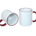 Кружка сублимационная 11oz (330 мл) темно-красный ободок и ручка