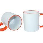 Кружка сублимационная 11oz (330 мл) оранжевый ободок и ручка