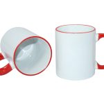 Кружка сублимационная 11oz (330 мл) красный  ободок и ручка