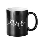 Mug 11oz engraving changing color Glossy BLACK Heart